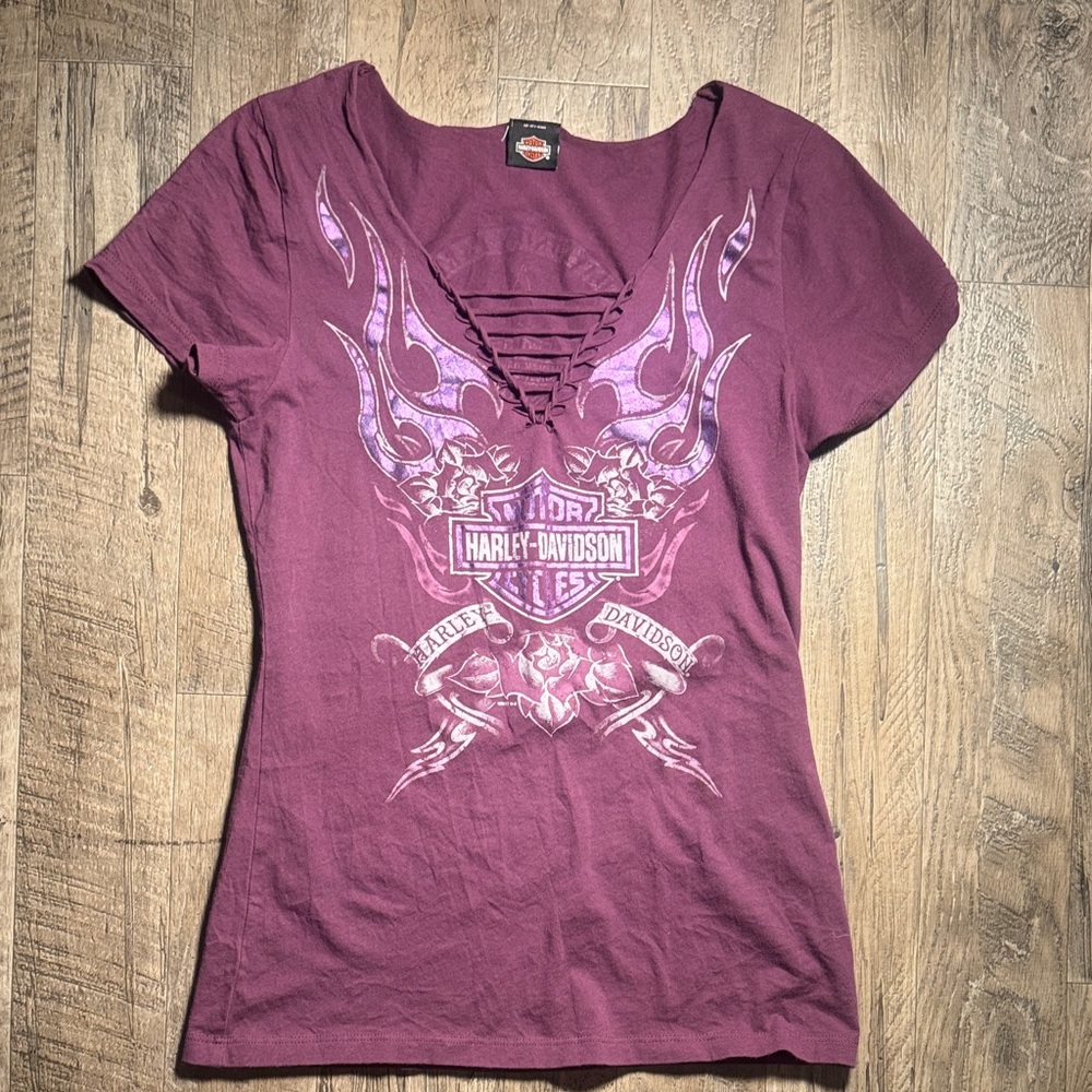 Harley-Davidson Women's Paris, France Purple Short Sleeve Tee - Size M
